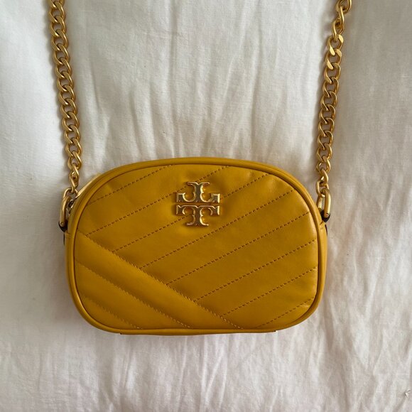 Tory Burch yellow Kira Small Chevron camera Crossbody bag - Picture 4 of 10